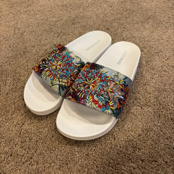 Steve Madden Shoes - Steve Madden SPARK Beaded Slides 8 women's multicolored beautiful floral